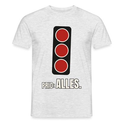 "Prio: alles." Motiv-T-Shirt für Männer, Farbe Grau meliert