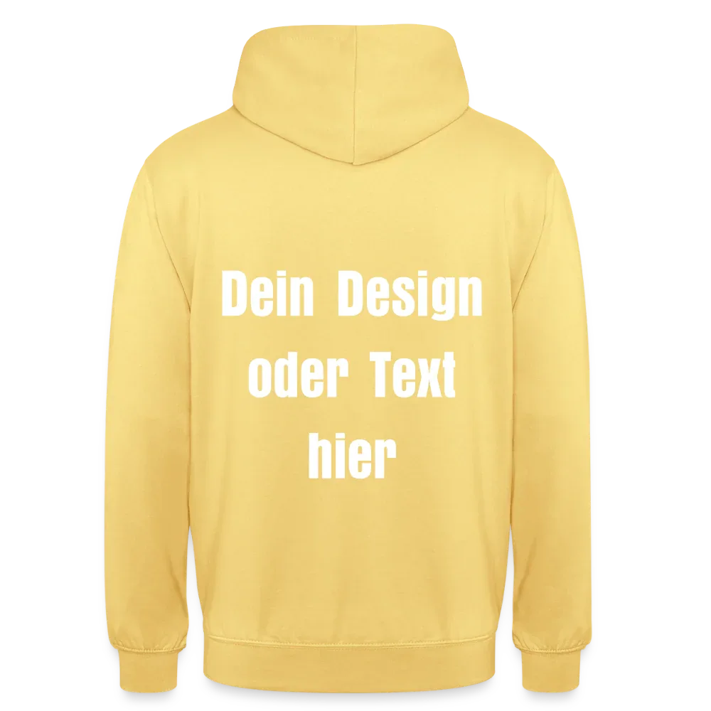 Unisex Hoodie - personalisierbare Vorder- und Rückseite - Zitronengelb