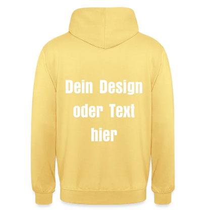 Unisex Hoodie - personalisierbare Vorder- und Rückseite - Zitronengelb