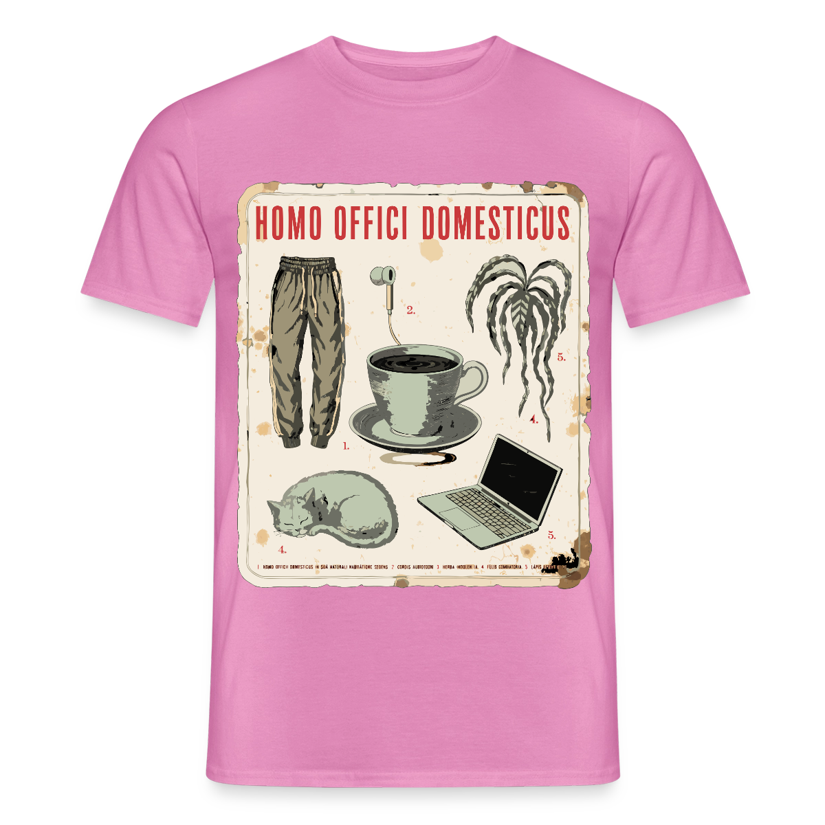Homo Offici Domesticus Motiv-T-Shirt für Männer, Farbe Pink