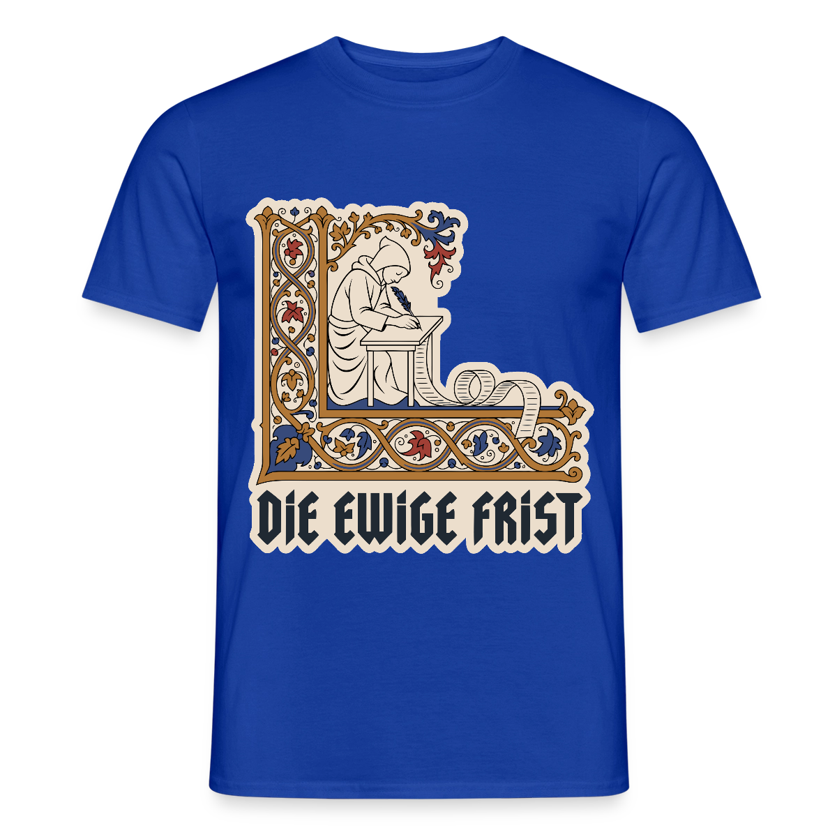 "Die ewige Frist. Buchmalerei-Motiv" Motiv-T-Shirt für Männer, Farbe Dunkelblau