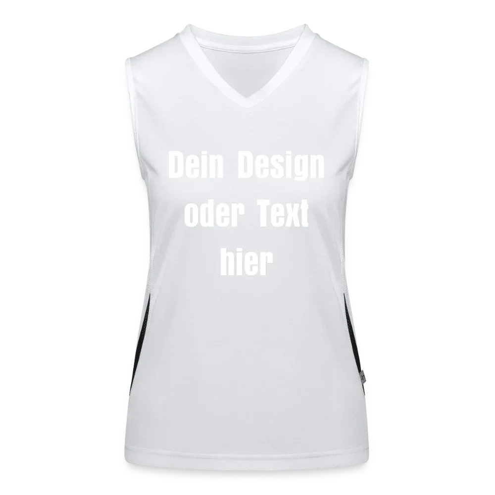 Funktionelles Kontrast-Tank Top für Frauen - personalisierbare Vorder- und Rückseite - Weiß/Schwarz