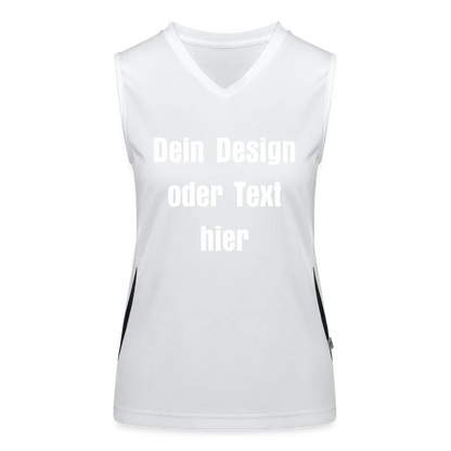 Funktionelles Kontrast-Tank Top für Frauen - personalisierbare Vorder- und Rückseite - Weiß/Schwarz