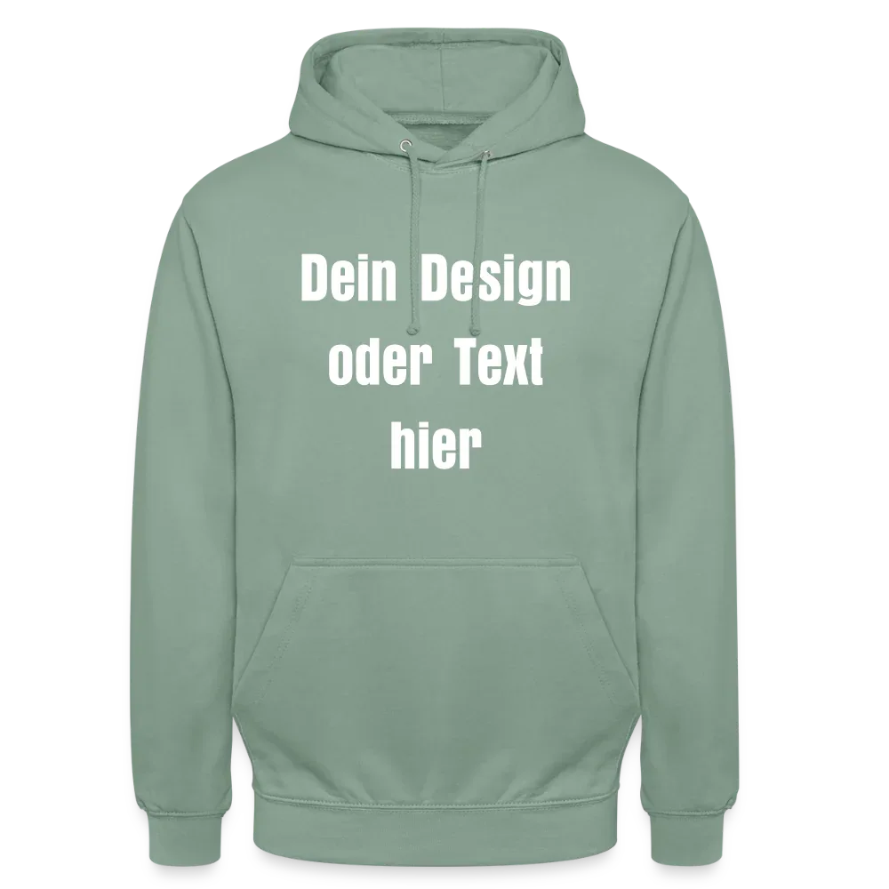 Unisex Hoodie - personalisierbare Vorder- und Rückseite - Graugrün