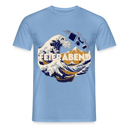 "Feierabend. Ukiyo-e-Motiv" Motiv-T-Shirt für Männer, Farbe Carolina Blue
