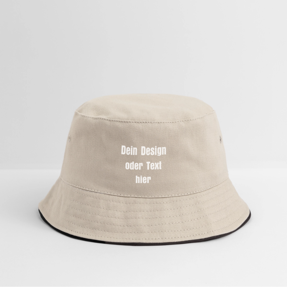 Bucket Hat Baumwolle - personalisierbar - Natur/Navy