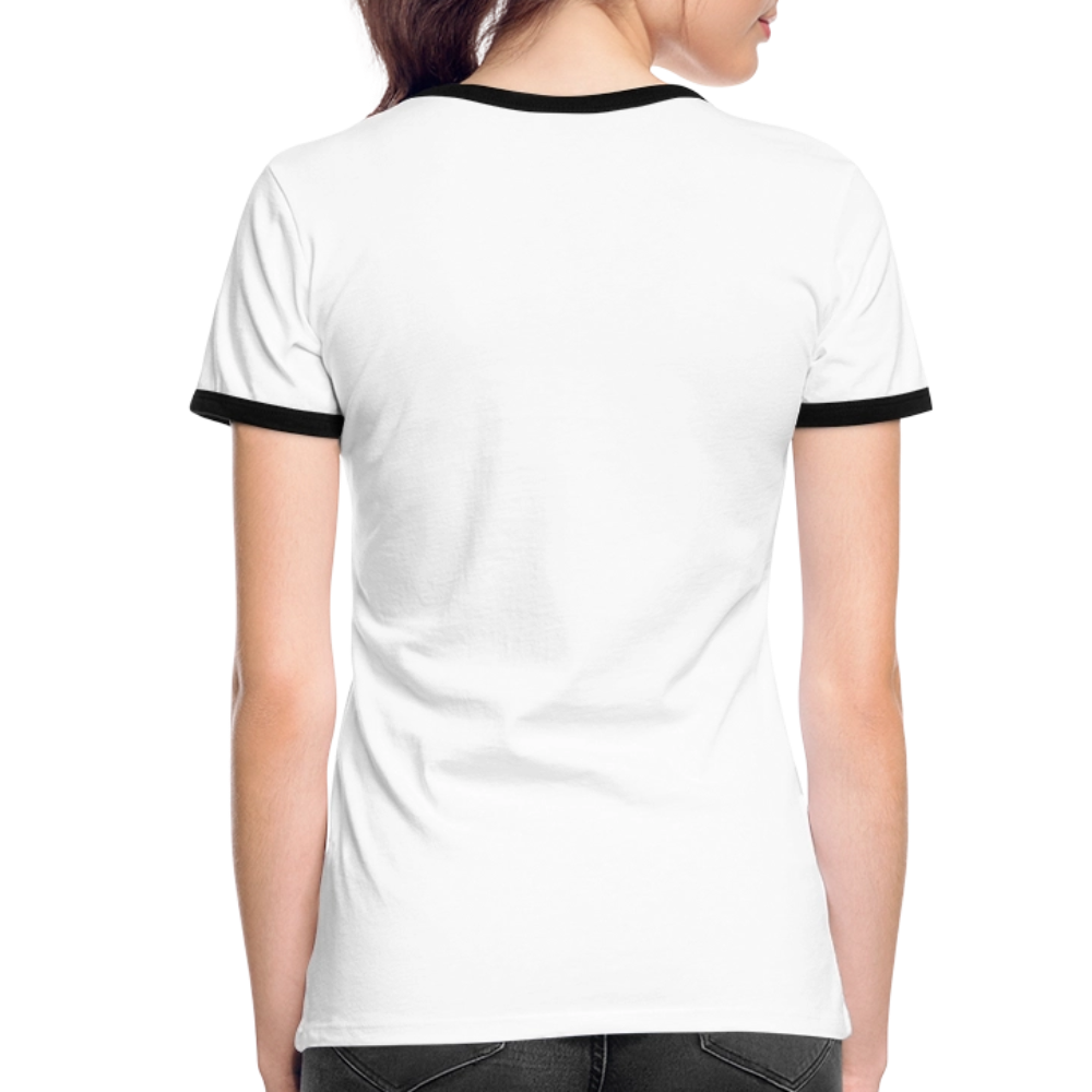 Frauen Kontrast-T-Shirt - personalisierbare Vorder- und Rückseite - Weiß/Schwarz
