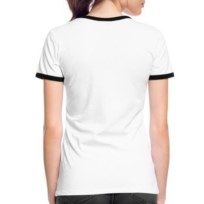 Frauen Kontrast-T-Shirt - personalisierbare Vorder- und Rückseite - Weiß/Schwarz
