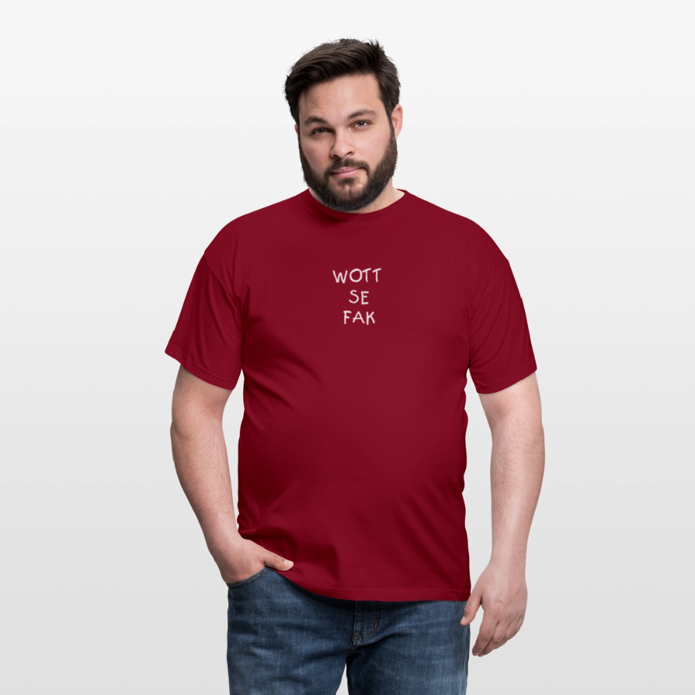 "WOTT SE FAK" Motiv-T-Shirt für Männer - Ziegelrot