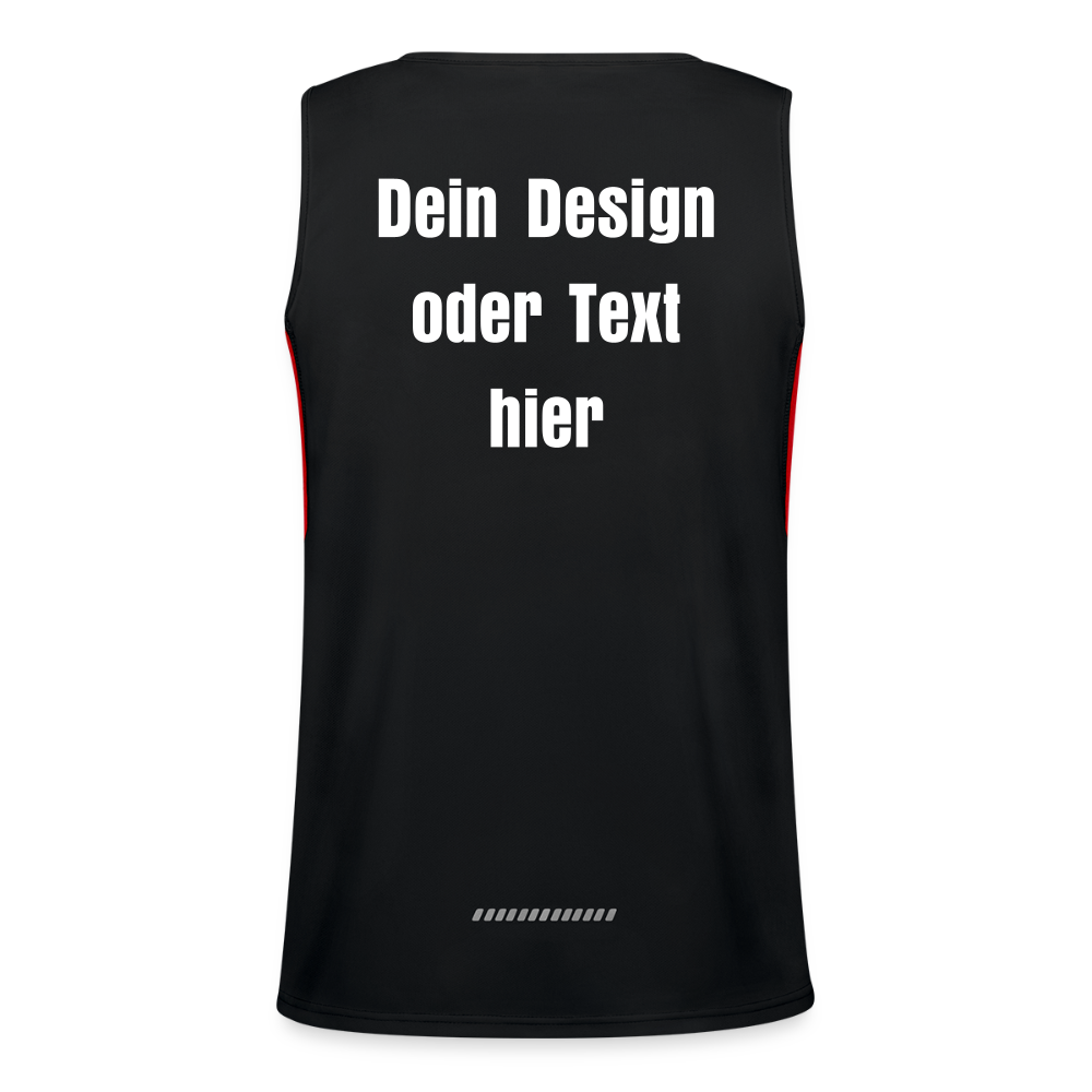 Funktionelles Kontrast-Tank Top für Männer  - personalisierbare Vorder- und Rückseite - Schwarz/Rot