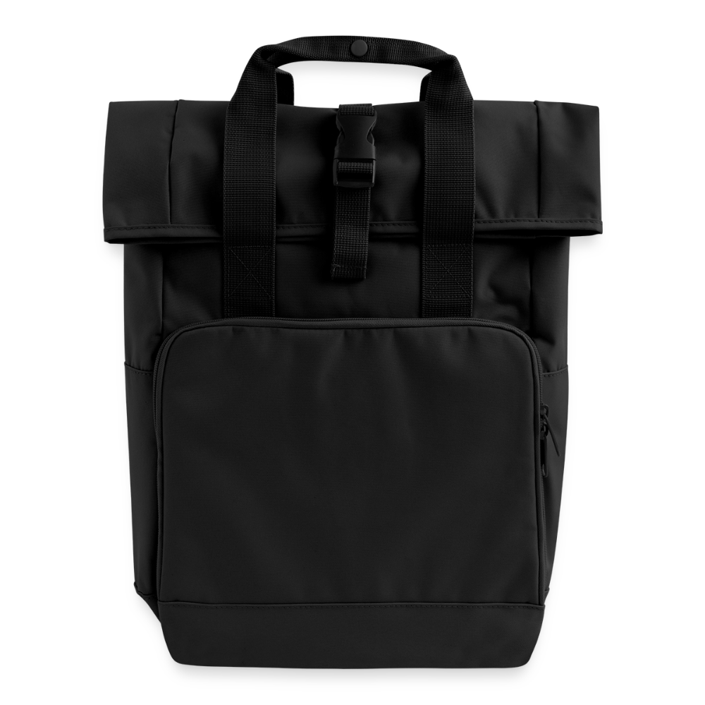 Rolltop Rucksack mit zwei Griffen - personalisierbar - Schwarz
