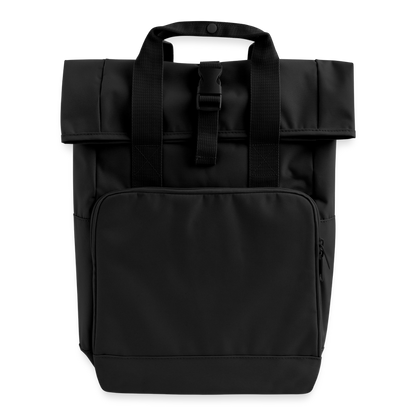 Rolltop Rucksack mit zwei Griffen - personalisierbar - Schwarz