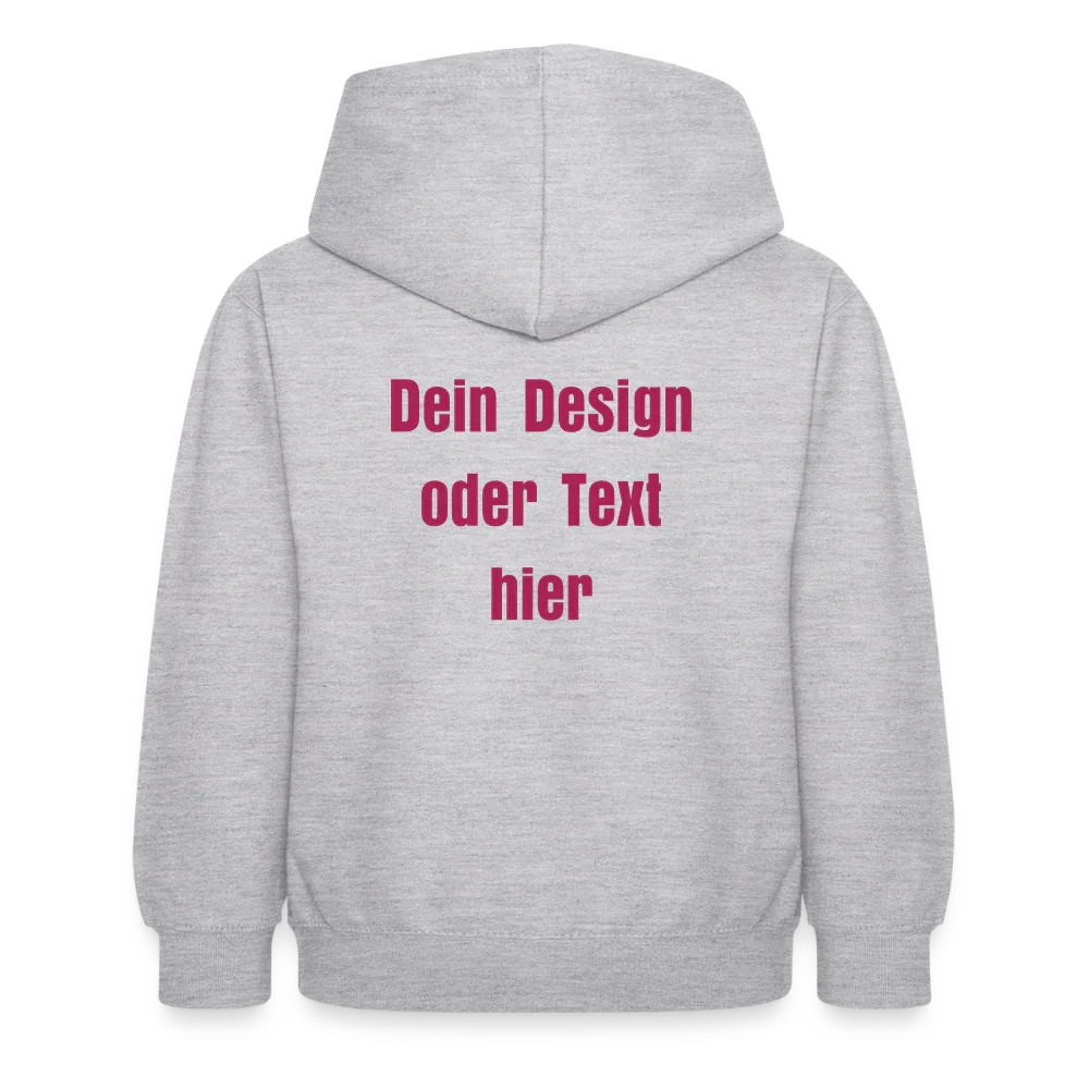 Kinder Hoodie - personalisierbare Vorder- und Rückseite - Hellgrau meliert