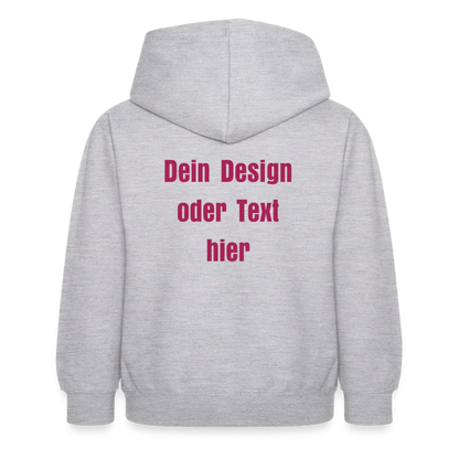 Kinder Hoodie - personalisierbare Vorder- und Rückseite - Hellgrau meliert