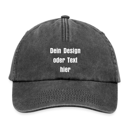 Vintage Dad Hat / Baseball Cap (100% Baumwolle) – personalisierbar - Vintage Schwarz