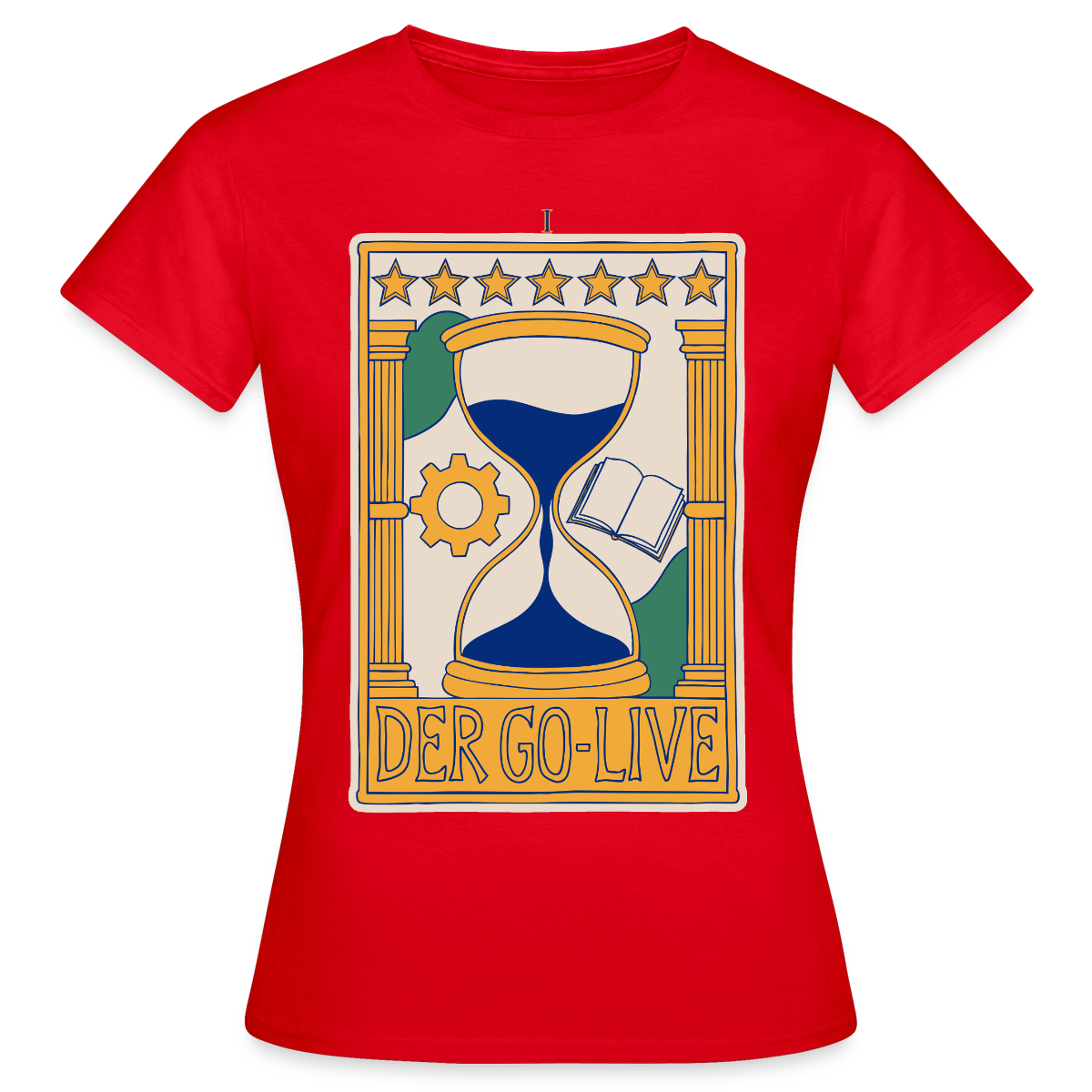 Der Go-Live. Tarot-Motiv Motiv-T-Shirt für Frauen, Farbe Rot