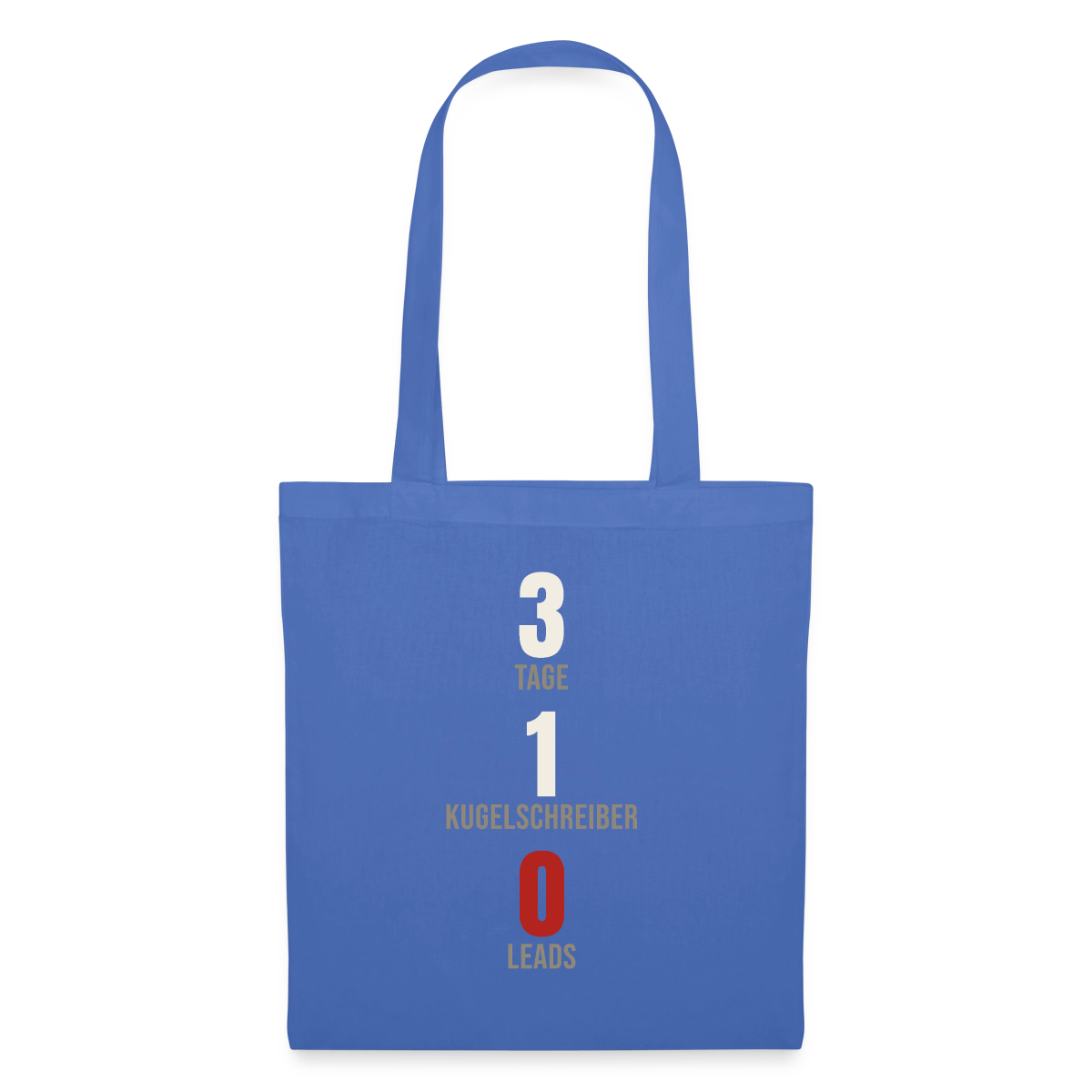 3 Tage. 1 Kugelschreiber. 0 Leads. Stoffbeutel, Farbe Hellblau