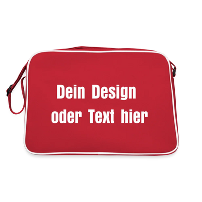 Retro Tasche mit Reißverschluss - personalisierbar - Rot/Weiß
