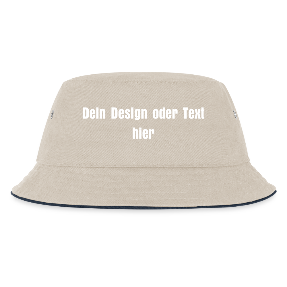 Kinder Bucket Hat - personalisierbar - Natur/Navy