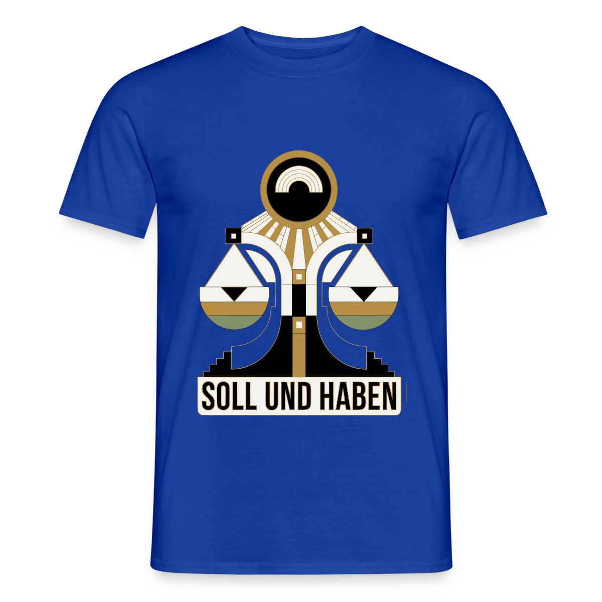 "Soll und Haben. Art-déco-Motiv" Motiv-T-Shirt für Männer, Farbe Dunkelblau