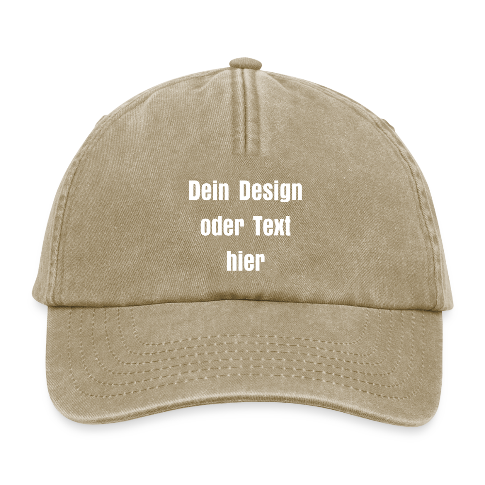 Vintage Dad Hat / Baseball Cap (100% Baumwolle) – personalisierbar - Vintage Beige