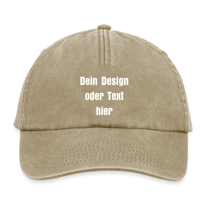 Vintage Dad Hat / Baseball Cap (100% Baumwolle) – personalisierbar - Vintage Beige