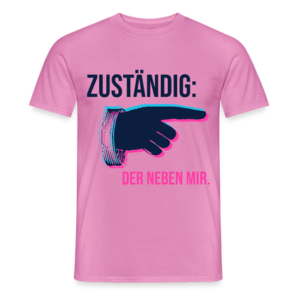 "Zuständig: der neben mir. Glitch-Motiv" Motiv-T-Shirt für Männer, Farbe Pink