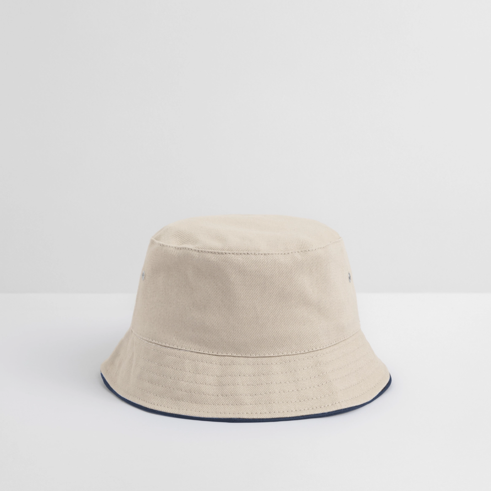 Bucket Hat Baumwolle - personalisierbar - Natur/Navy