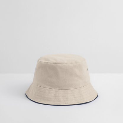 Bucket Hat Baumwolle - personalisierbar - Natur/Navy