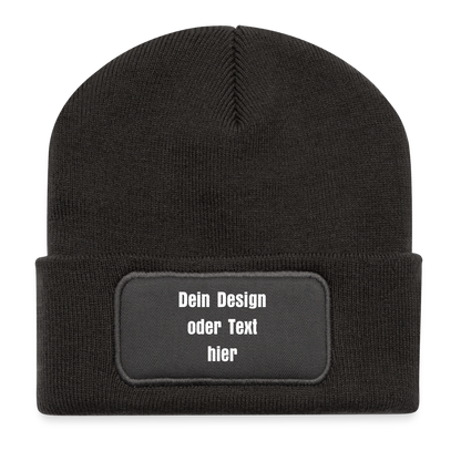 Recycelte Patch Beanie - personalisierbar - Dunkelgrau