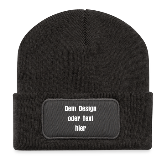 Recycelte Patch Beanie - personalisierbar - Dunkelgrau