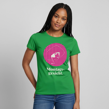 "Montagsgesicht. Art-déco-Motiv" Motiv-T-Shirt für Frauen, Farbe Kelly Green