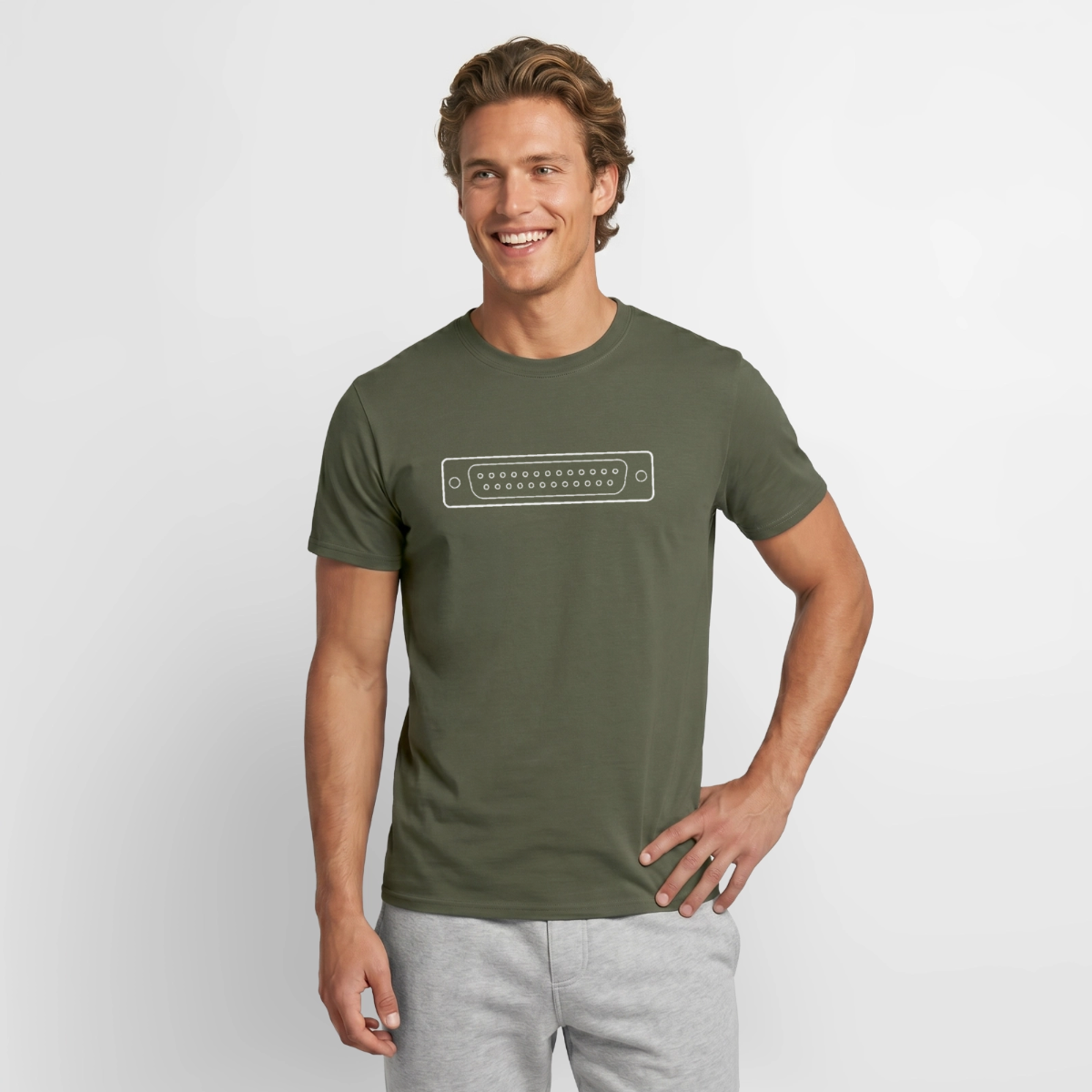 "LPT1" Motiv-T-Shirt für Männer, Farbe Militärgrün