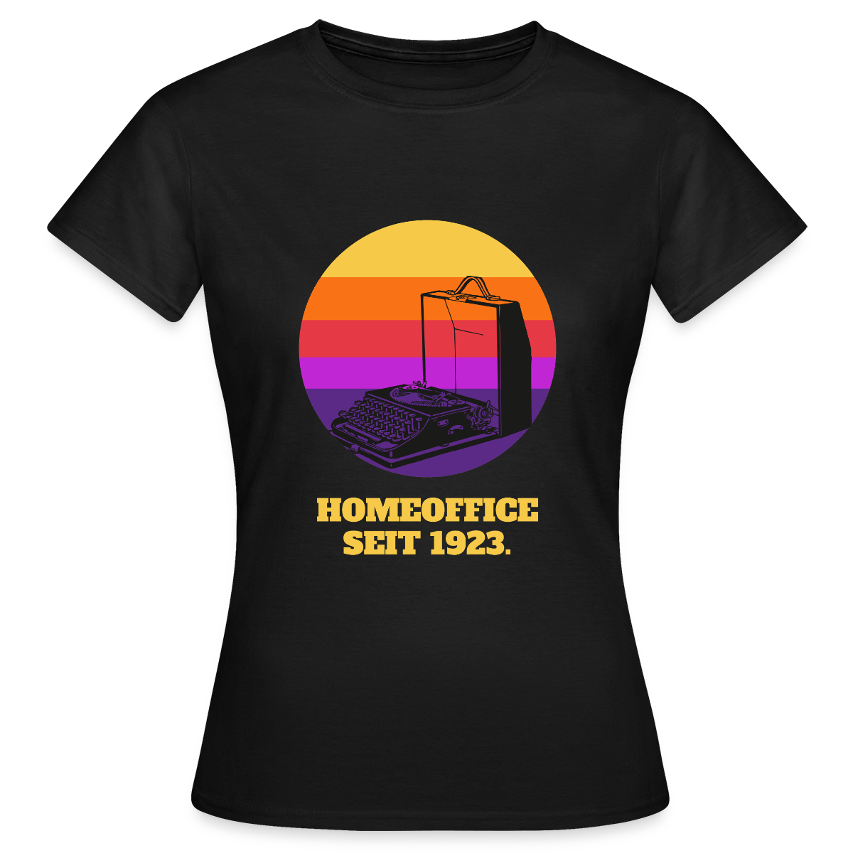 Homeoffice seit 1923 Motiv-T-Shirt für Frauen, Farbe Schwarz
