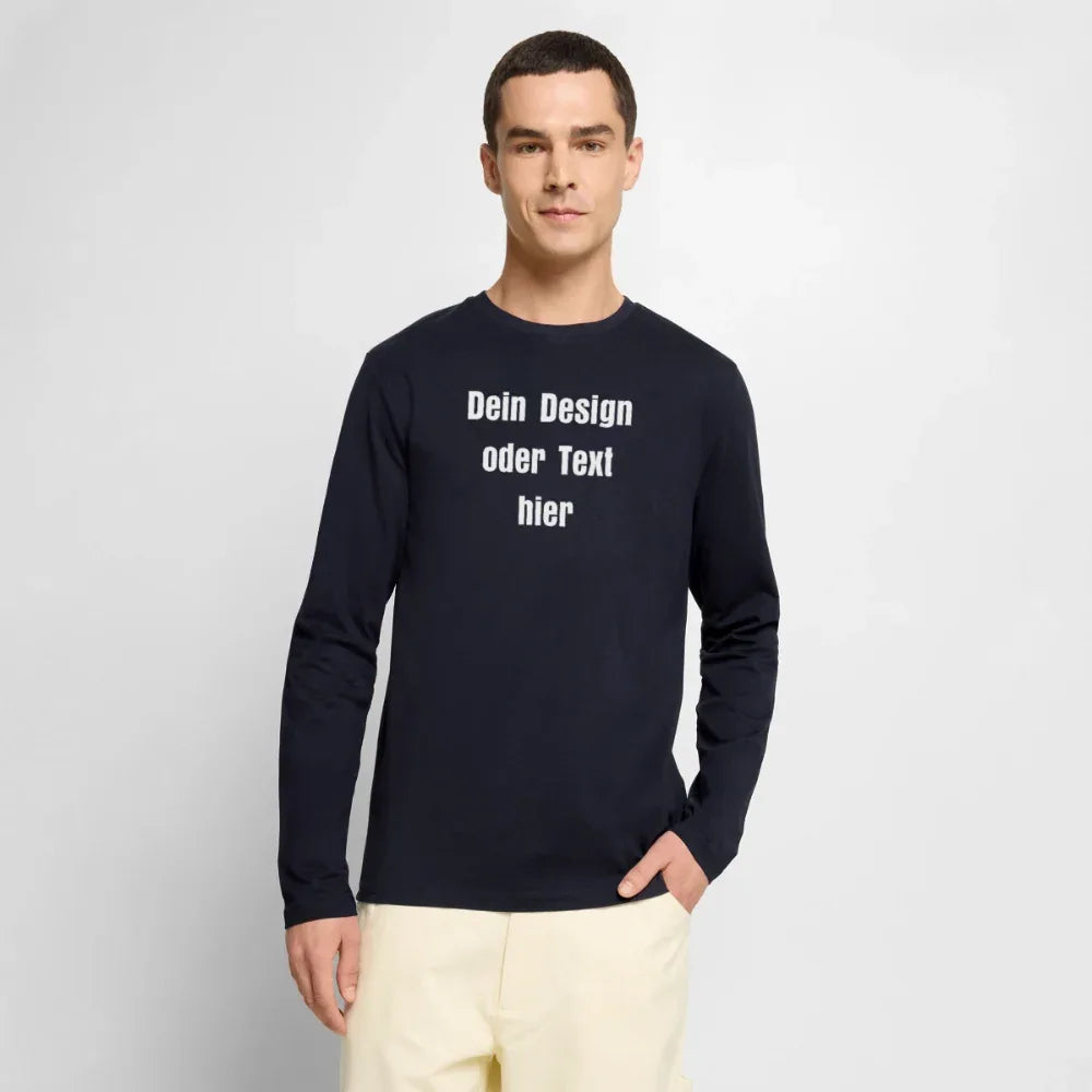 Männer Premium Bio Langarmshirt - personalisierbare Vorder- und Rückseite - Navy