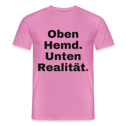 Oben Hemd, unten Realität Motiv-T-Shirt für Männer, Farbe Pink