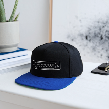 DB-25 LPT1 Retro Snapback Cap - Schwarz/Königsblau