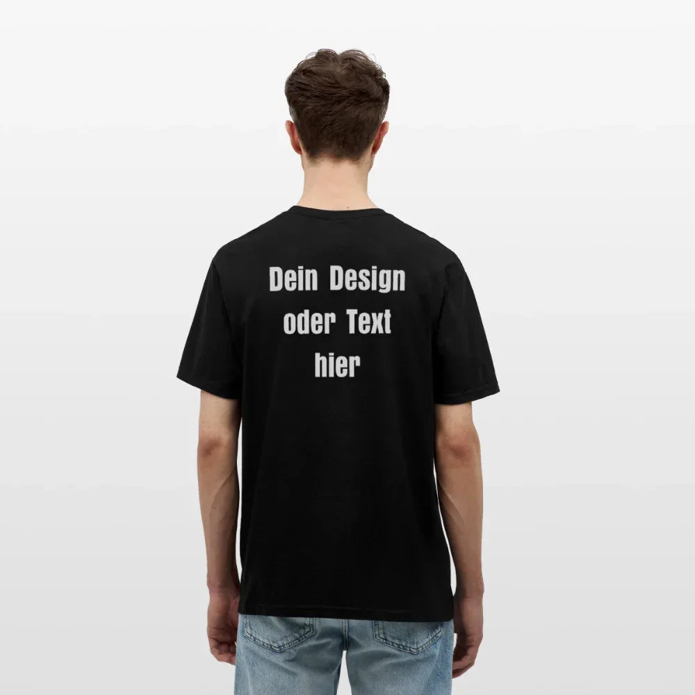 Männer T-Shirt - personalisierbare Vorder- und Rückseite - Schwarz