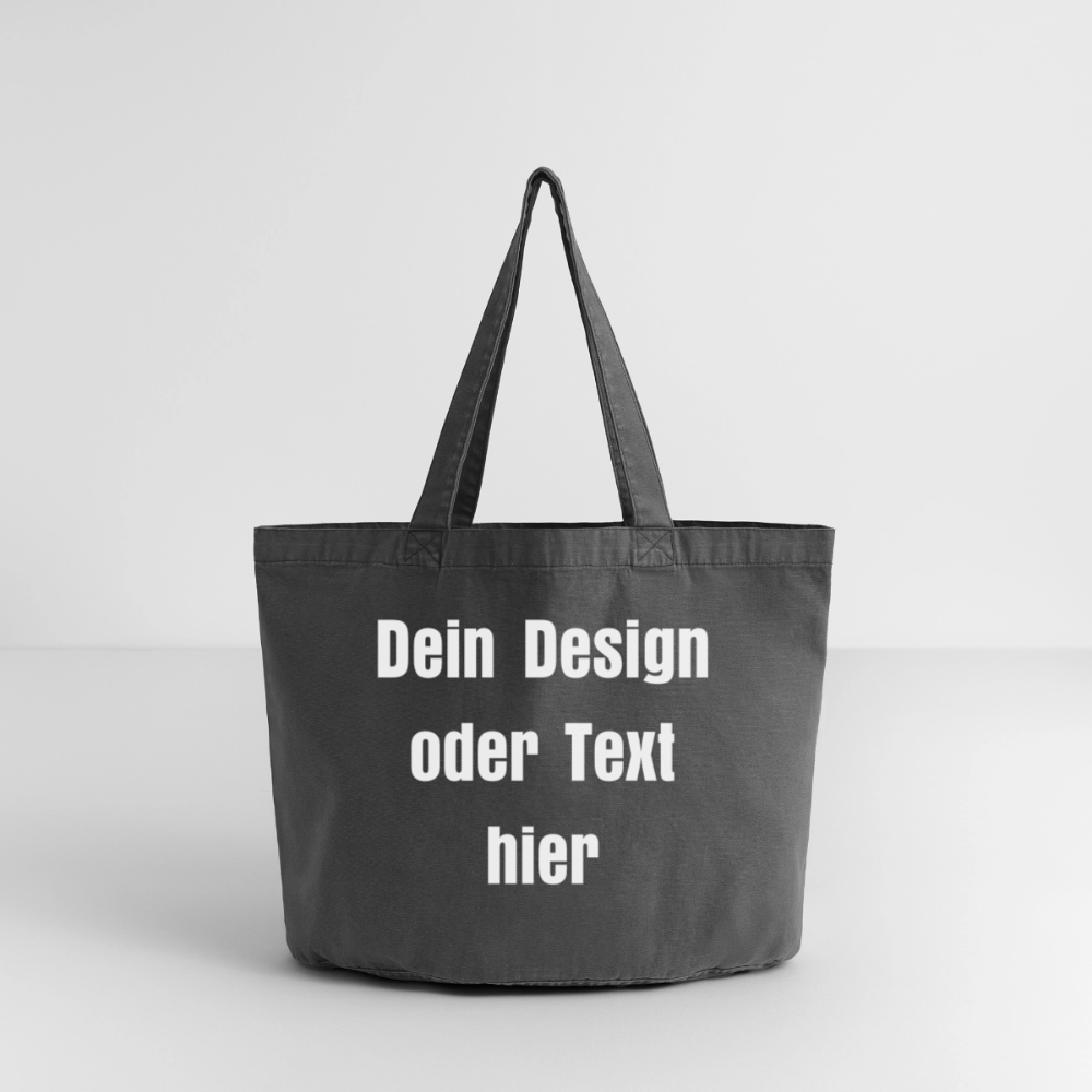 Vintage-Washed Shopper / Einkaufstasche im Vintage Stil - personalisierbar - Vintage Schwarz