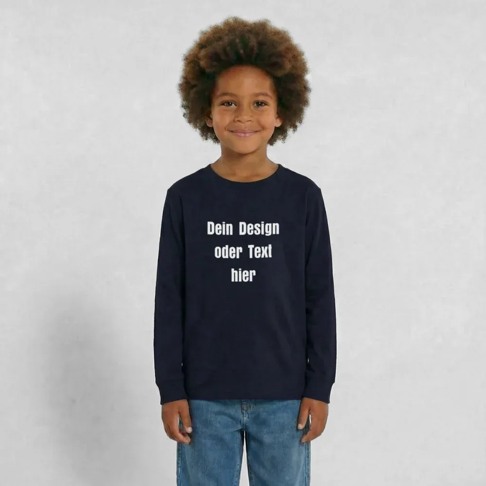 Teenager Premium Langarmshirt - personalisierbare Vorder- und Rückseite - Navy