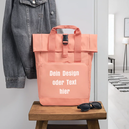 Rolltop Rucksack mit zwei Griffen - personalisierbar - Chintzrosa