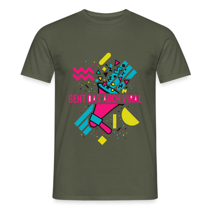 Geht das auch viral? Memphis-Motiv Motiv-T-Shirt für Männer, Farbe Militärgrün