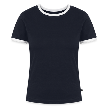 Frauen Kontrast-T-Shirt - personalisierbare Vorder- und Rückseite - Navy/Weiß 