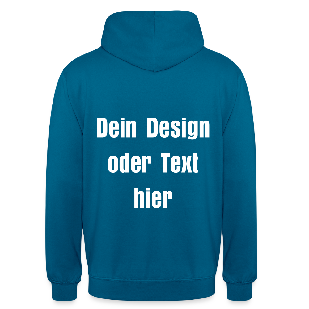 Unisex Hoodie - personalisierbare Vorder- und Rückseite - Tiefseeblau 