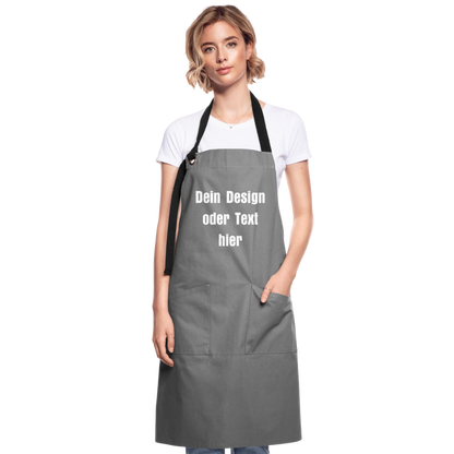 Kontrastschürze aus 100% Baumwolle, Metall - personalisierbar - Grau/Schwarz