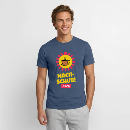 "Nachschub! Jetzt!" Motiv-T-Shirt für Männer, Farbe Dunkles Denimblau