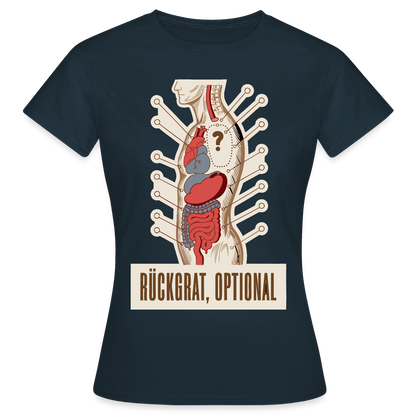 Rückgrat, optional. Anatomie-Motiv Motiv-T-Shirt für Frauen, Farbe Navy
