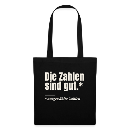 Die Zahlen sind gut. Ausgewählte Zahlen. Stoffbeutel, Farbe Schwarz