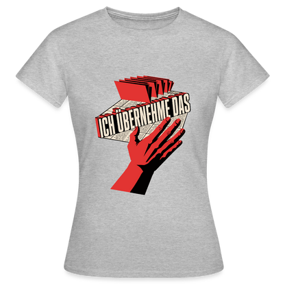 Ich übernehme das. Konstruktivismus-Motiv Motiv-T-Shirt für Frauen, Farbe Grau meliert
