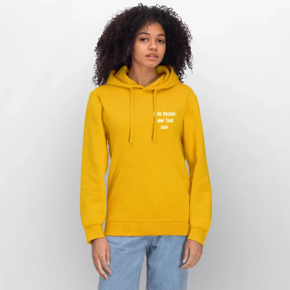 Stanley/Stella Unisex Bio-Hoodie DRUMMER - personalisierbare Vorder- und Rückseite - Spektralgelb